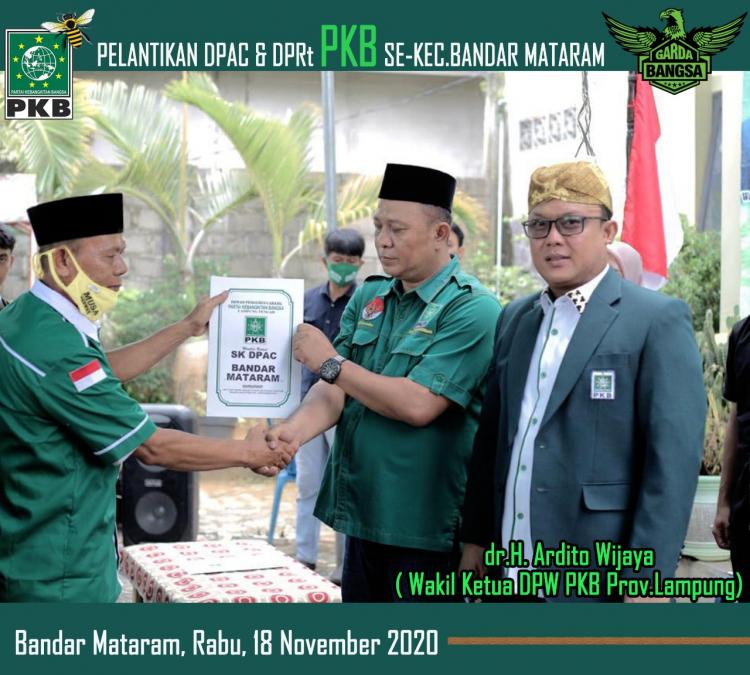 Lantik DPAC-DPRt Bandar Mataram, Ardito Wijaya Sebut Kader PKB 'Kesatria'