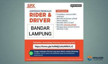Lowongan kerja kurir shope express Tanjung Senang, Bandar Lampung Kota, Lampung