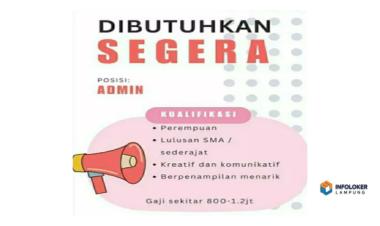 Di butuhkan wanita admin bengkel Kedaton, Bandar Lampung Kota, Lampung