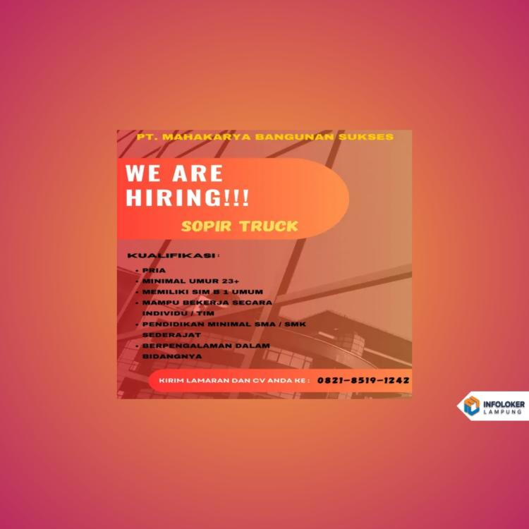 Loker driver distribusi material Telukbetung Barat, Bandar Lampung Kota, Lampung