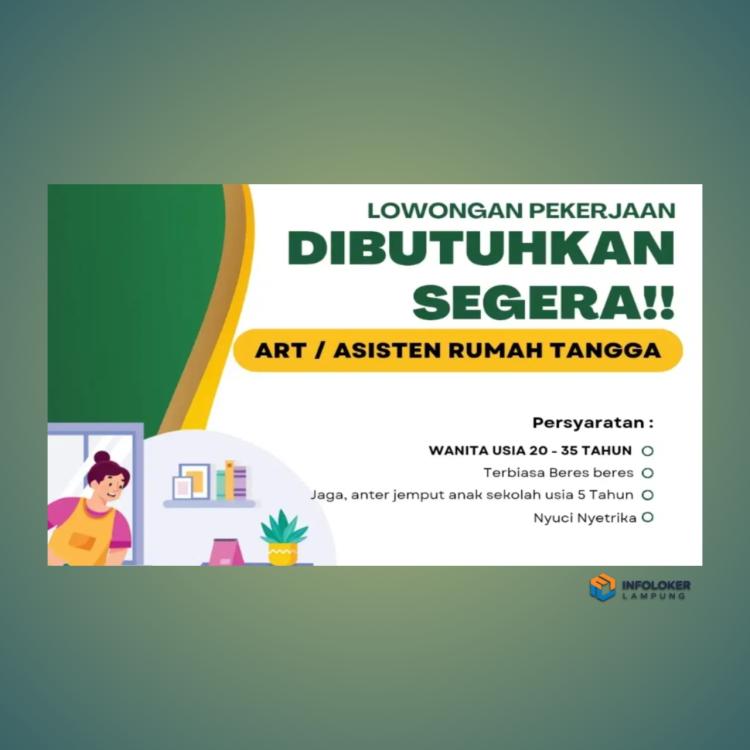 Dibutuhkan segera ART(wanita) Pringsewu, Pringsewu Kab., Lampung