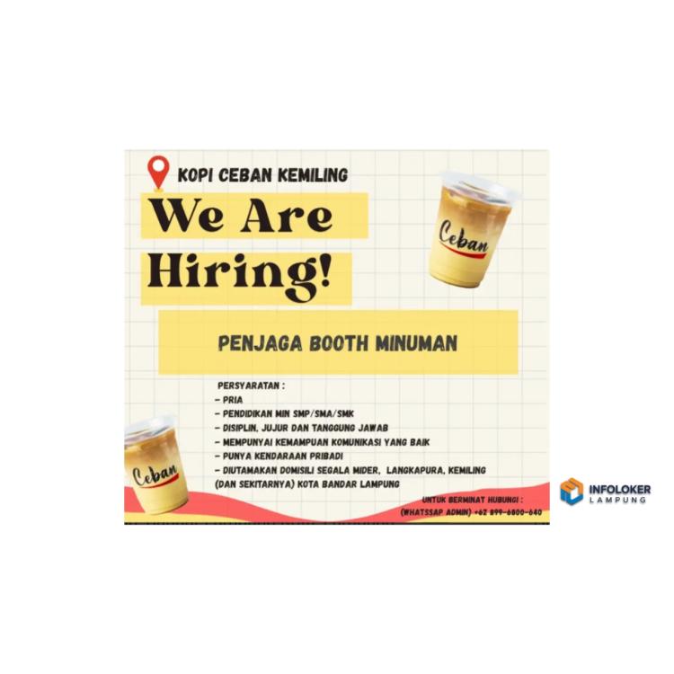 LOKER PENJAGA BOOTH KOPI Kemiling, Bandar Lampung Kota, Lampung