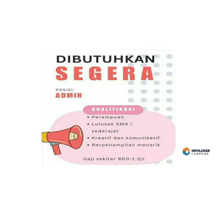 Di butuhkan wanita admin bengkel Kedaton, Bandar Lampung Kota, Lampung