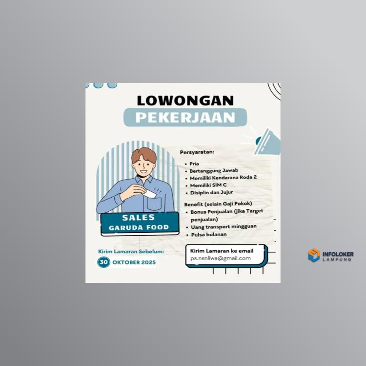 Loker Sales Representatif Balik Bukit, Lampung Barat Kab., Lampung