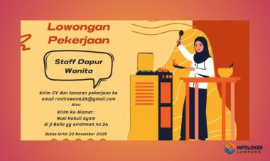 Lowongan Kerja Staf Dapur Bandar Lampung - Sukabumi Sukabumi, Bandar Lampung Kota, Lampung