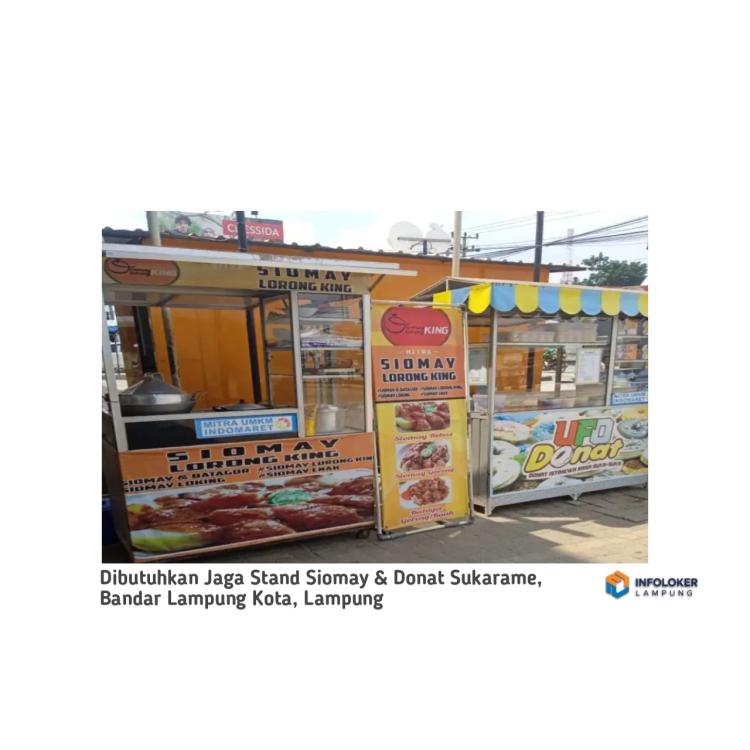 Lowongan Pekerjaan Jaga Stand Siomay & Donat Sukarame, Bandar Lampung Kota, Lampung