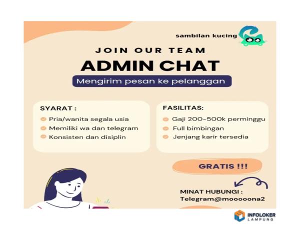Loker Freelance admin online Bumi Waras, Bandar Lampung Kota, Lampung