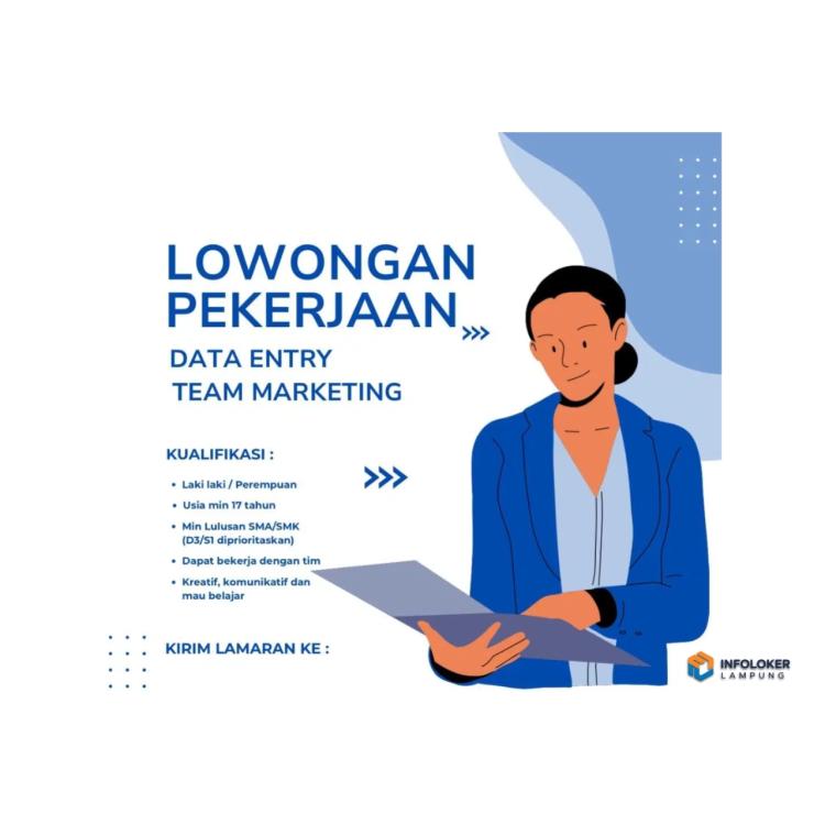 Dibutuhkan segera DAT ENTRY DAN TEAM MARKETING, Tanjung Karang Pusat, Bandar Lampung Kota, Lampung