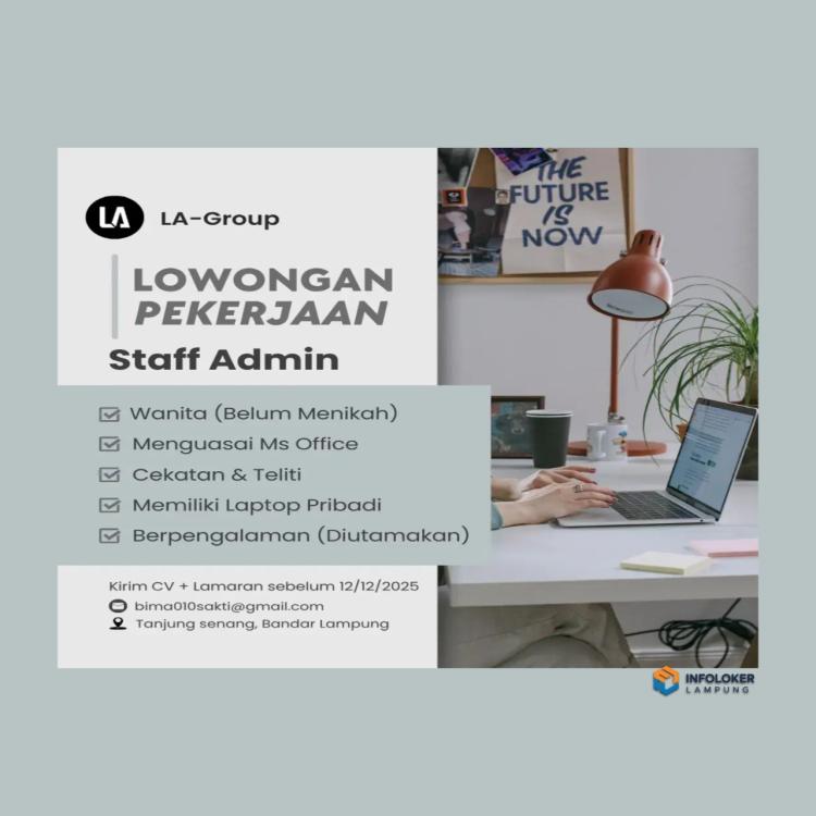 Lowongan Staff Admin Tanjung Senang, Bandar Lampung Kota, Lampung