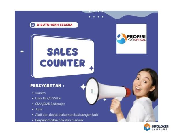 Lowongan kerja Sales Counter di Profesi Optical di Bandar Lampung