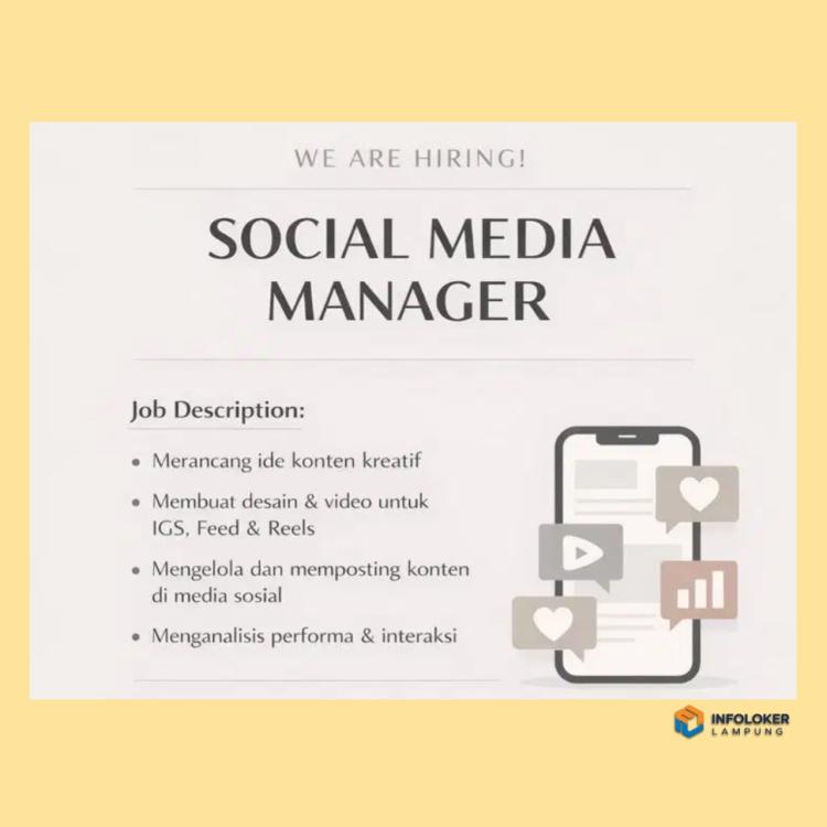 Lowongan Kerja SMM(Sosial Media Manager) Way Halim, Bandar Lampung Kota, Lampung