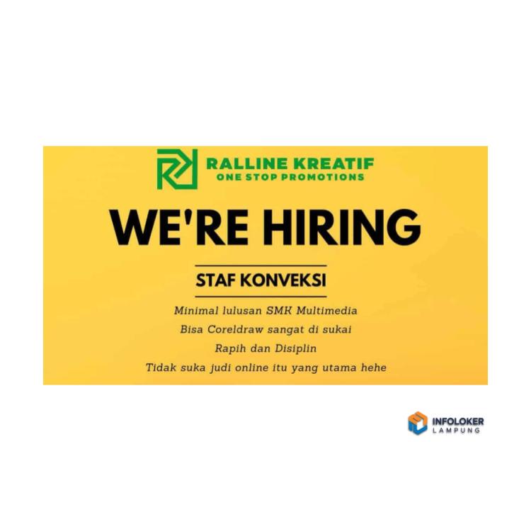 Loker Ralline Kreatif Posisi Staf Konveksi, Bandar Lampung