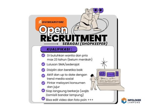 Lowongan Kerja Sebagai Shopkeeper di Diviwearstore, Bandar Lampung