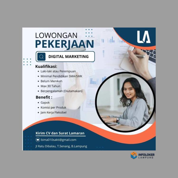 Loker Digital Marketing Tanjung Senang, Bandar Lampung Kota, Lampung