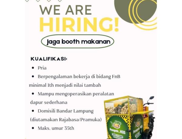 Lowongan Kerja Penjaga Booth Makanan untuk Pempek NGS di Bandar Lampung