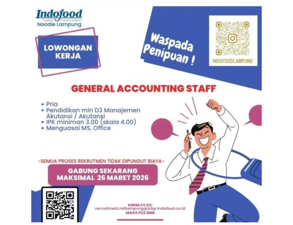 Lowongan Kerja Indofood CBP (Noodle Lampung)