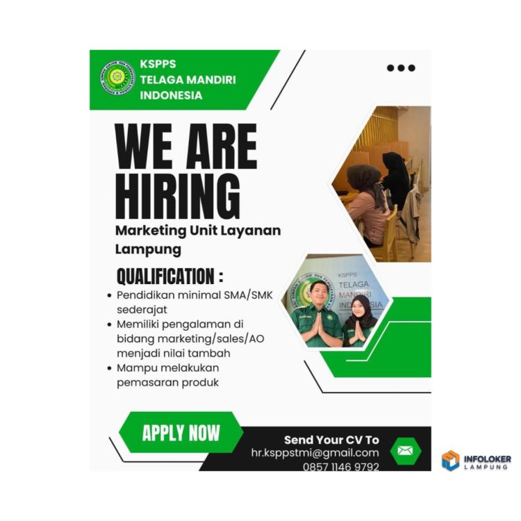 Lowongan Kerja Bagian Marketing Unit Layanan Bandar Lampung