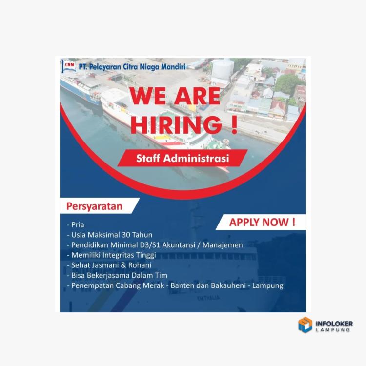 Lowongan Kerja, PT. Pelayaran Citra Niaga Mandiri, Bandar Lampung