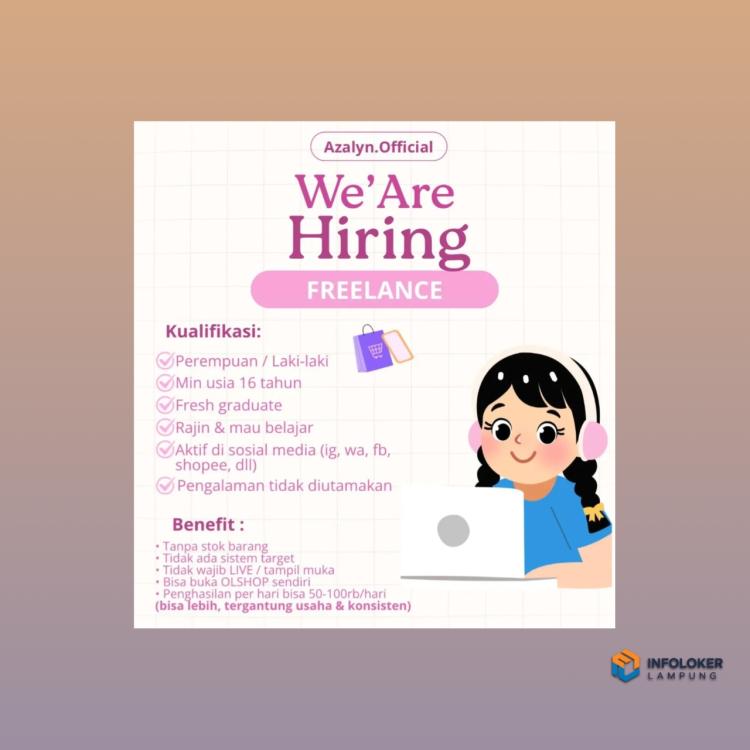 Lowongan Kerja Feelance dari Azalyn.Official, Bandar Lampung