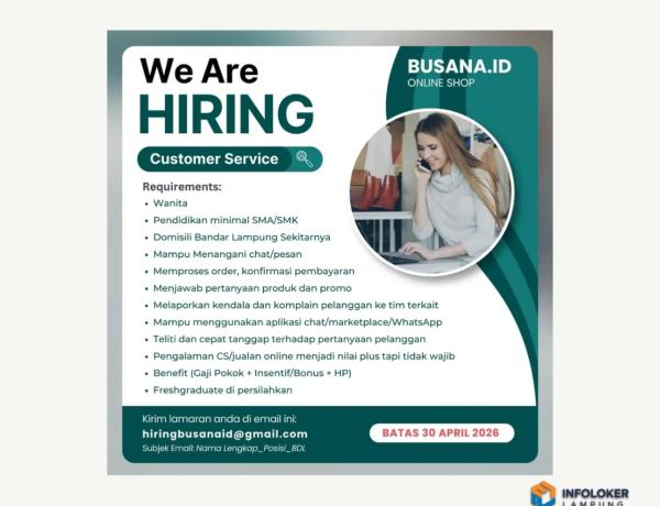 Lowongan Kerja dari BUSANA.ID Bandar Lampung
