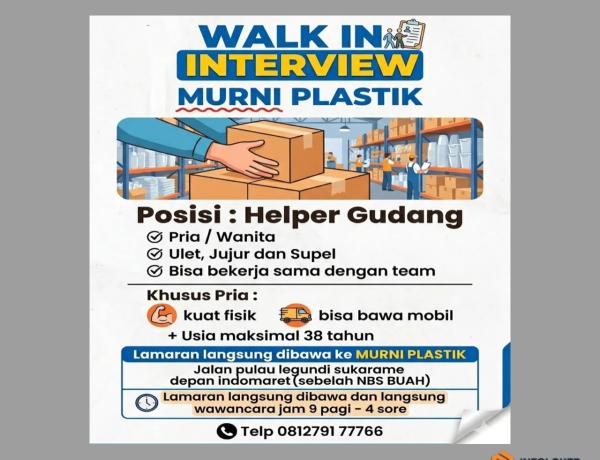 Lowongan Kerja Walk In Interview di Murni Plastik, Bandar Lampung