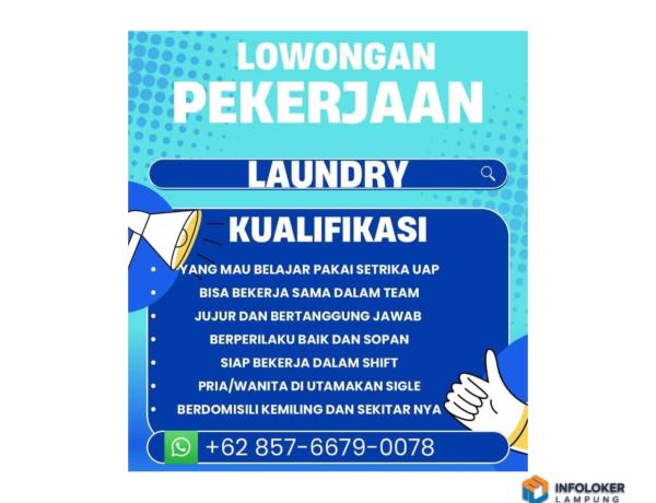 Lowongan kerja Manda Laundry untuk posisi staf laundry di area Kemiling, Bandar Lampung