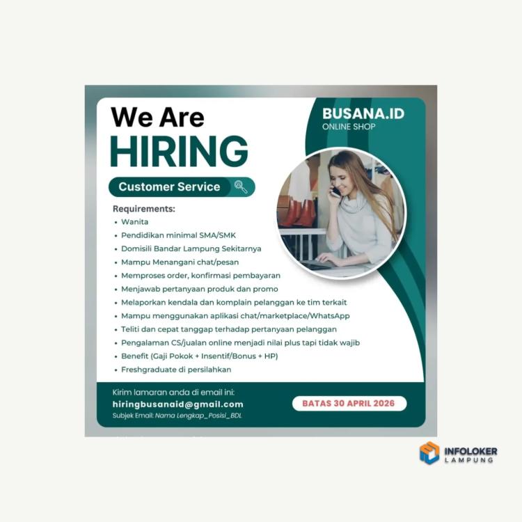 Lowongan Kerja dari BUSANA.ID Bandar Lampung