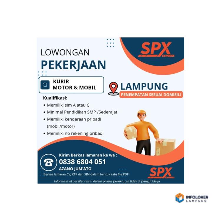 Lowongan kerja untuk Kurir Motor & Mobil di SPX Express Lampung