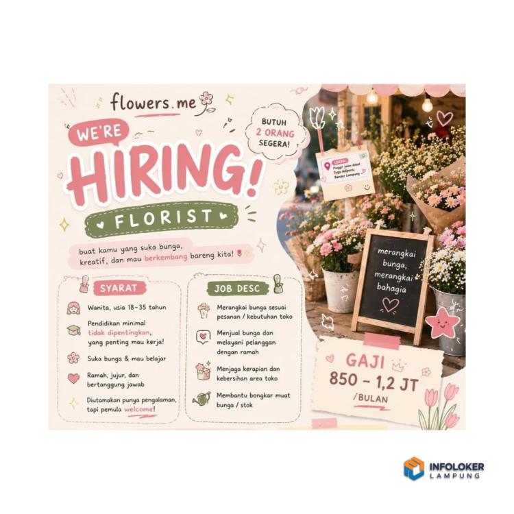 Lowongan Kerja Untuk Posisi Florist di Bandar Lampung.