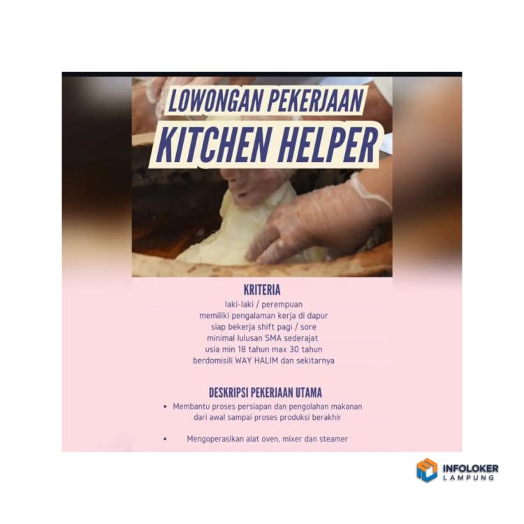 Lowongan kerja untuk posisi Kitchen Helper di Uigi-trigi's (bagian dari Bang Panji Group) untuk penempatan di wilayah Way Halim