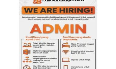 Lowongan kerja (loker) untuk posisi Admin di perusahaan FnB Developmen, Bandar Lampung