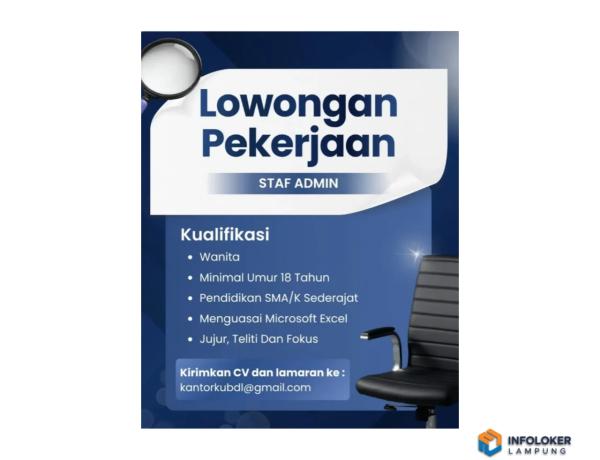 Lowongan Kerja untuk posisi Staf Admin, Bandar Lampung