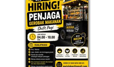 Lowongan kerja untuk posisi Penjaga Gerobak Makanan (Shift Pagi) di wilayah Lampung