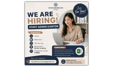Lowongan kerja untuk posisi Staff Admin Kantor untuk perusahaan bernama Hanakimchi, bandar Lampung
