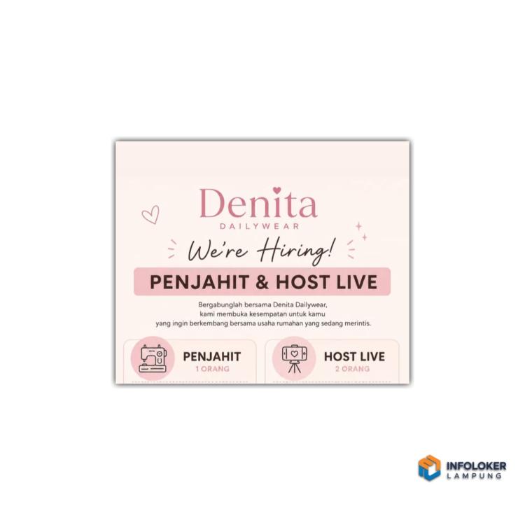 Lowongan kerja dari Denita Dailywear untuk dua posisi, Rajabasa bandar lampung