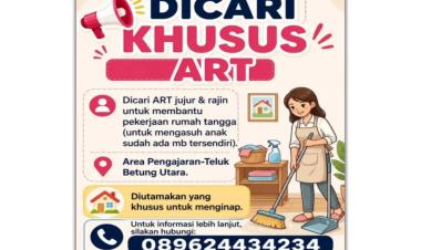 Lowongan kerja Asisten Rumah Tangga (ART) di wilayah Pengajaran, Teluk Betung Utara, Bandar Lampung